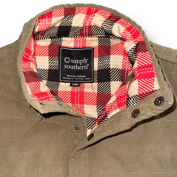 Simply Southern Flannel Plaid Puffer Vest Size: Large - Picture 2 of 5